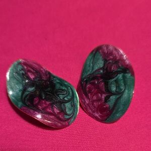 Elegant Teal and Purple Swirl Earrings